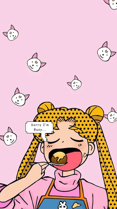 Sailor Moon Eating a Doughnut HD Phone Wallpaper