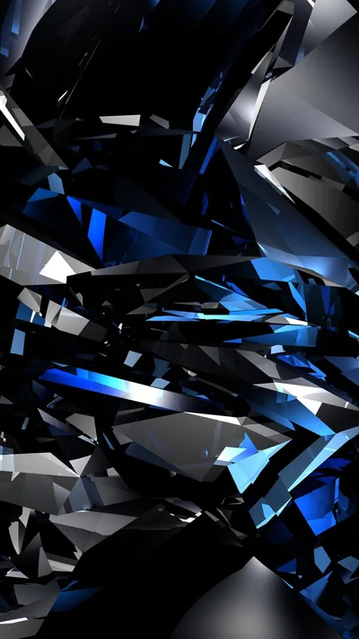 Shattered Blue Crystal Shards in 3D HD Phone Wallpaper