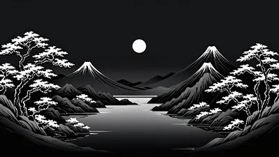 Japanese Artistry in Darkness 4K UHD Wallpaper & SDXL Prompt