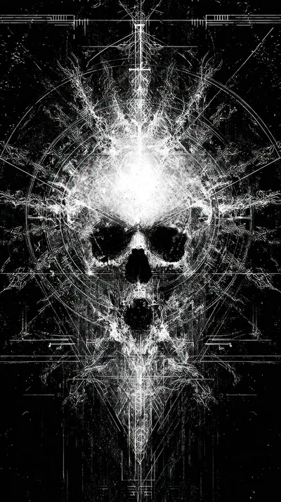 Glowing Skull with Sacred Geometry HD Phone Wallpaper