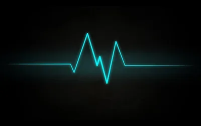 Blue Heartbeat Line on Black HD Wallpaper