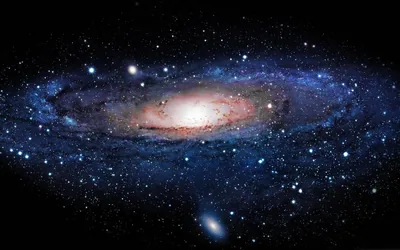 Galaxy Disc with a Companion Below HD Wallpaper