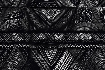 Tribal Aztec Print in Black and White HD Wallpaper
