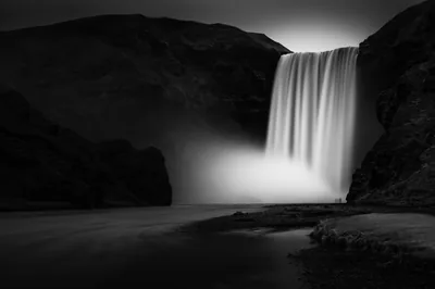 Epic, the Skógafoss waterfall in black & white NiO Photography