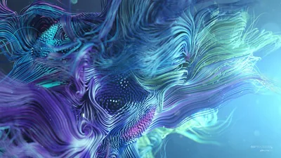 Silky Fiber Strands in Purple and Teal HD Wallpaper