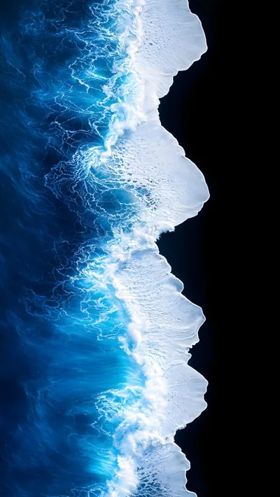 Aerial View of Surf on Black Sand HD Phone Wallpaper