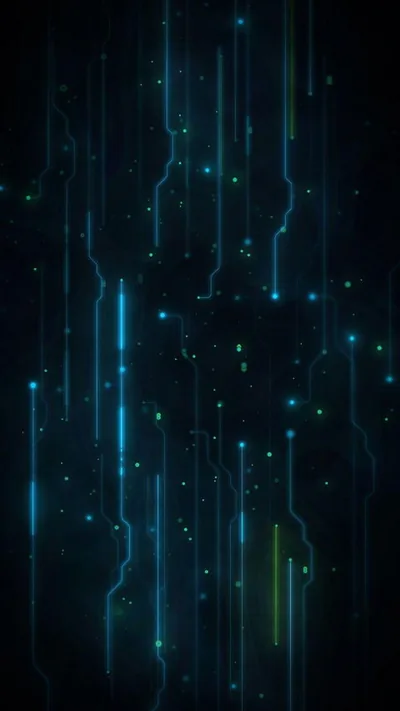 Falling Blue Data Streaks HD Phone Wallpaper