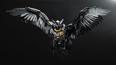 Mechanical Owl with Spread Wings HD Wallpaper