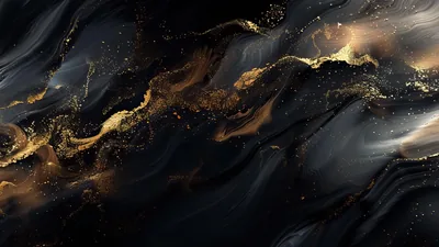 Opulent Black And Gold Flowing Pattern