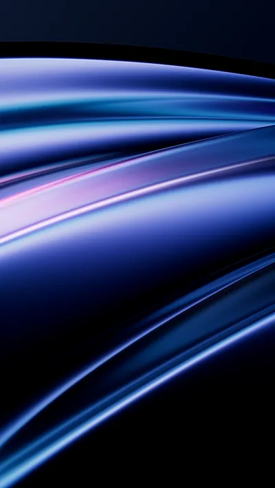 Iridescent Blue Curves on Black HD Phone Wallpaper