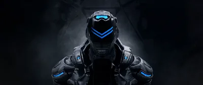 Armoured Soldier with a Blue Visor HD Wallpaper