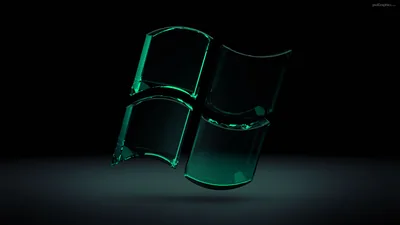 Windows Logo in Green Glass HD Wallpaper
