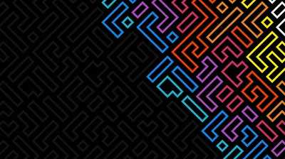 Neon Maze Pattern on Black HD Wallpaper