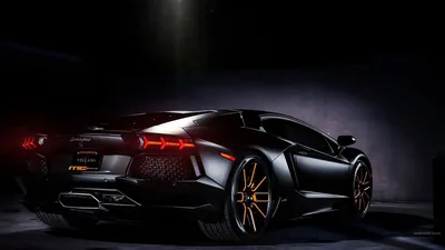 Bronze Wheels on a Black Lamborghini in the Dark HD Wallpaper