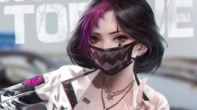 Anime Girl with mask Wallpaper 4K for Desktop