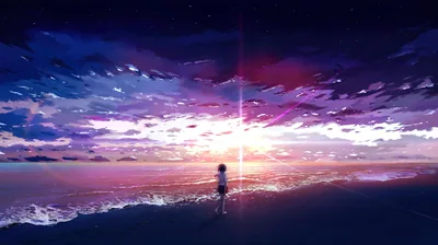 Beam of Light Over a Sunset Beach HD Wallpaper