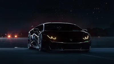 Huracan Headlights Under a Starry Sky HD Wallpaper