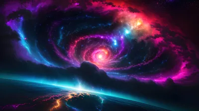 Spiral Vortex Over a Planet's Horizon HD Wallpaper