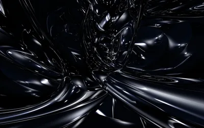 Glossy Black Liquid Metal HD Wallpaper