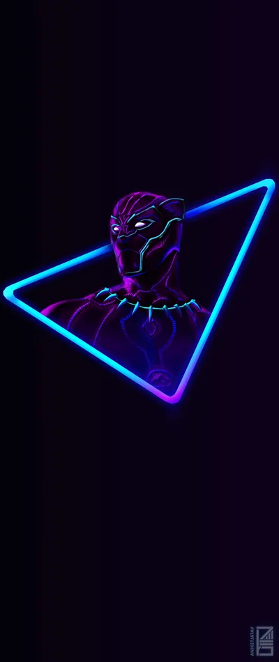 Black Panther in a Neon Triangle HD Phone Wallpaper