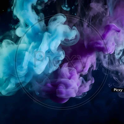 Image of Colorful Clouds Of Smoke On A Black Background Ink Under Water As Abstract Bac