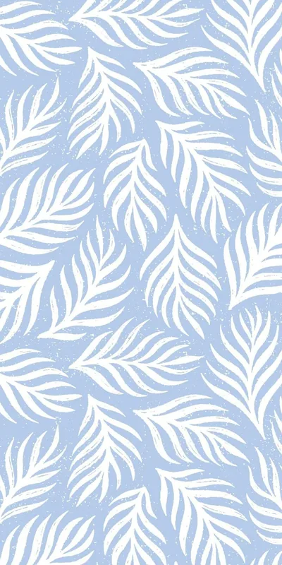 Blue and white dreamy leaf pattern wallpaper