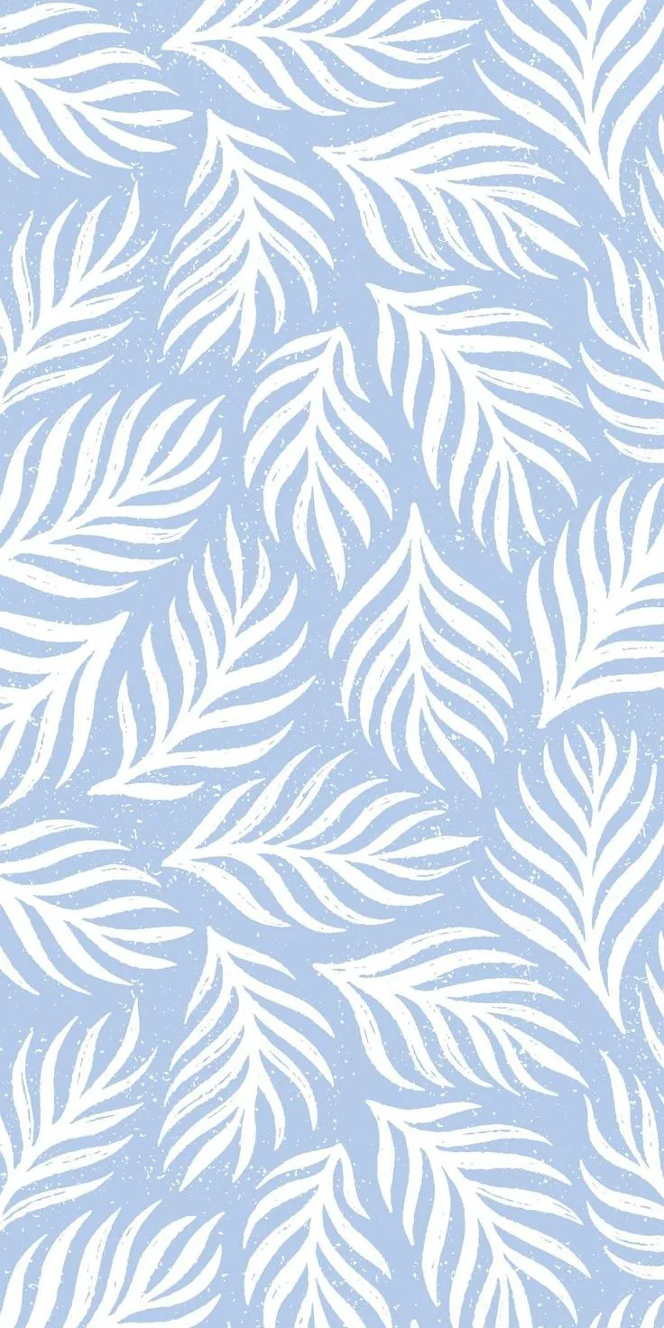 Blue and white dreamy leaf pattern wallpaper