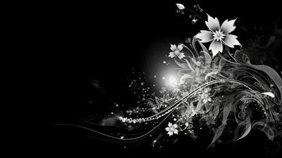 Glowing Flower Swirl in Black and White HD Wallpaper