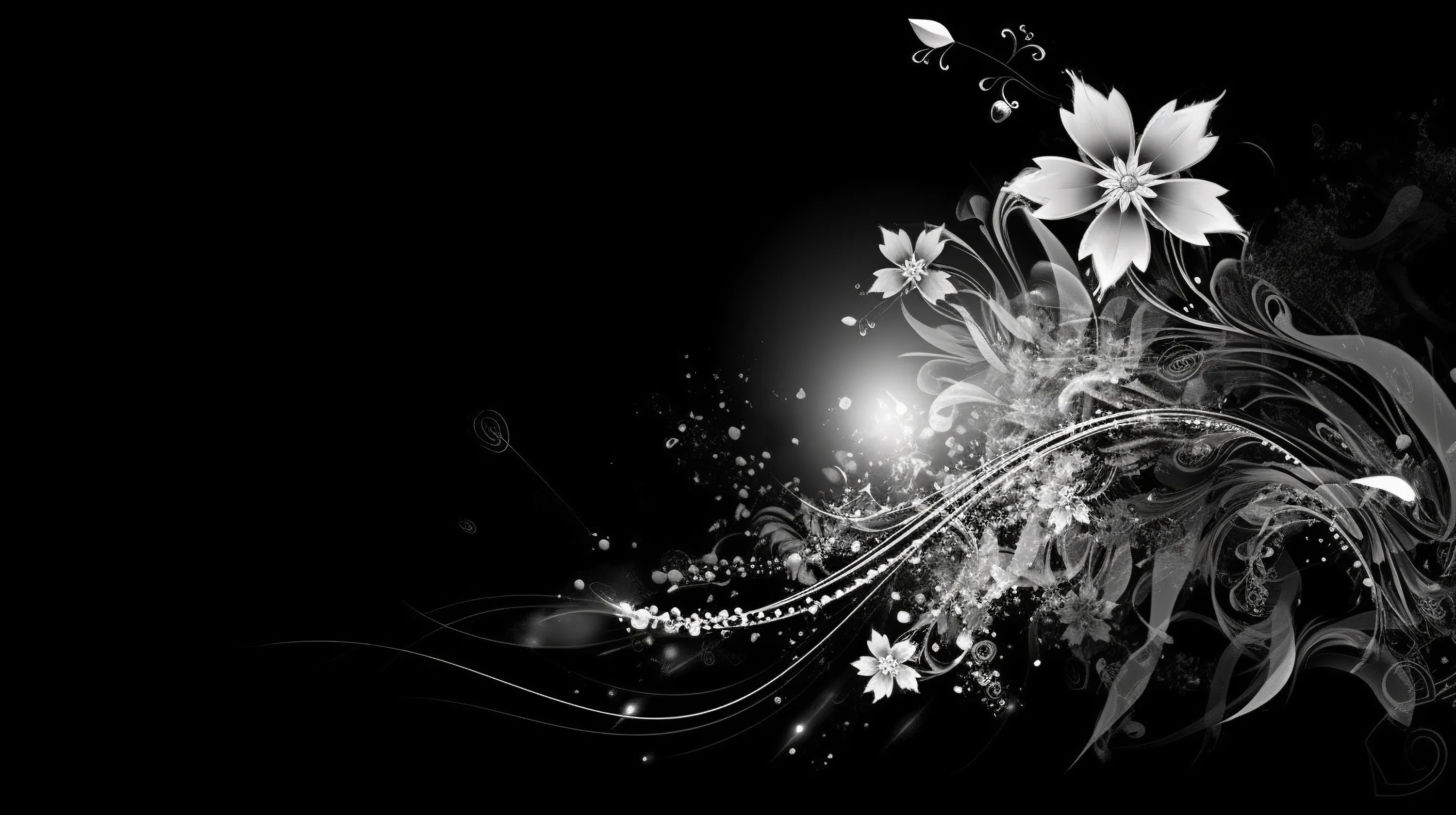 Flowers black and white wallpaper