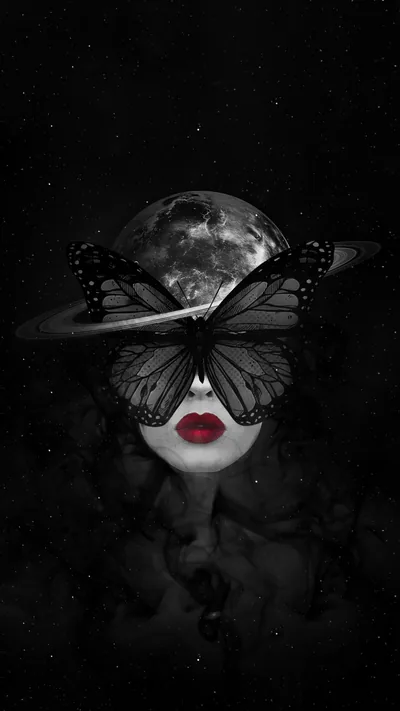 Wallpaper Butterfly Girl Dark, Painting, Art, Astronomical Object, Space, Background