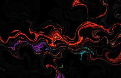 Red and Teal Liquid Marble on Black HD Wallpaper