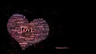 Heart Formed from Love Words HD Wallpaper