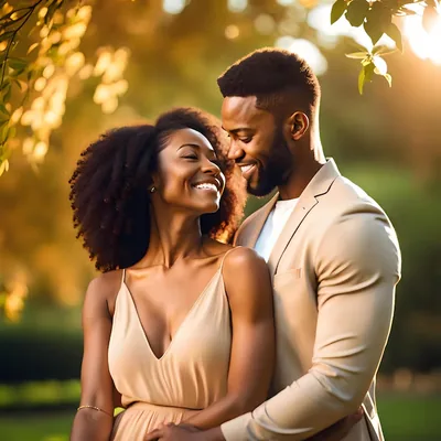 Genuine Emotion of Black Couple in Love