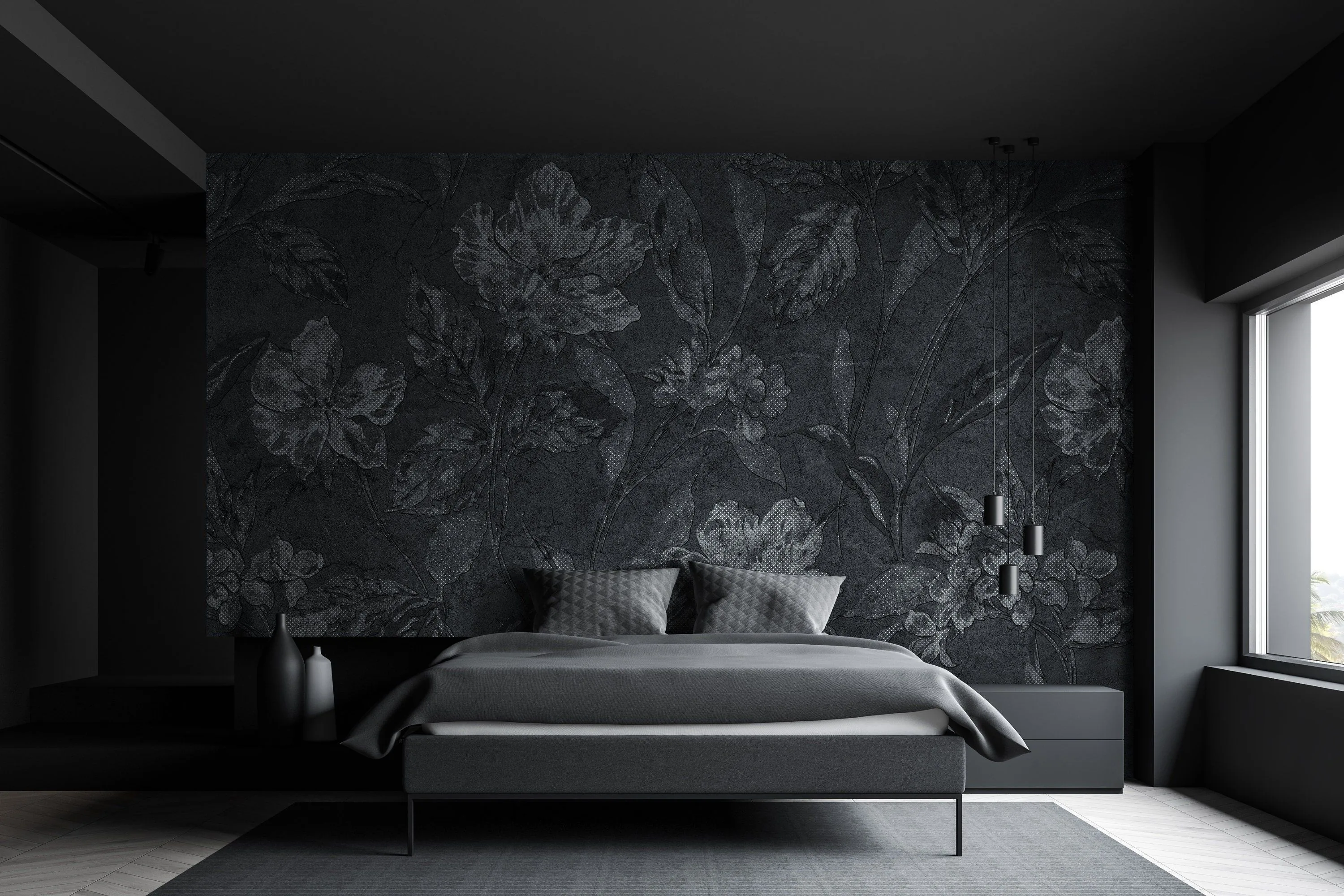 Black Floral Wallpaper