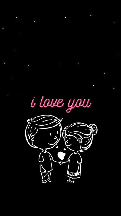 Cartoon Couple Holding a Tiny Heart HD Phone Wallpaper