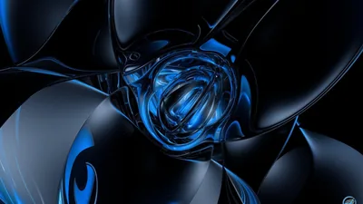 Glossy Black Spheres with Blue Glass Core HD Wallpaper