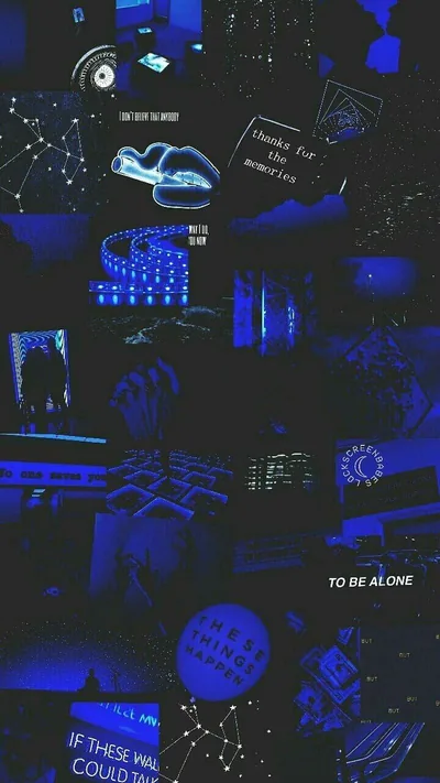 Blue Aesthetic Collage With Quote Cards HD Phone Wallpaper