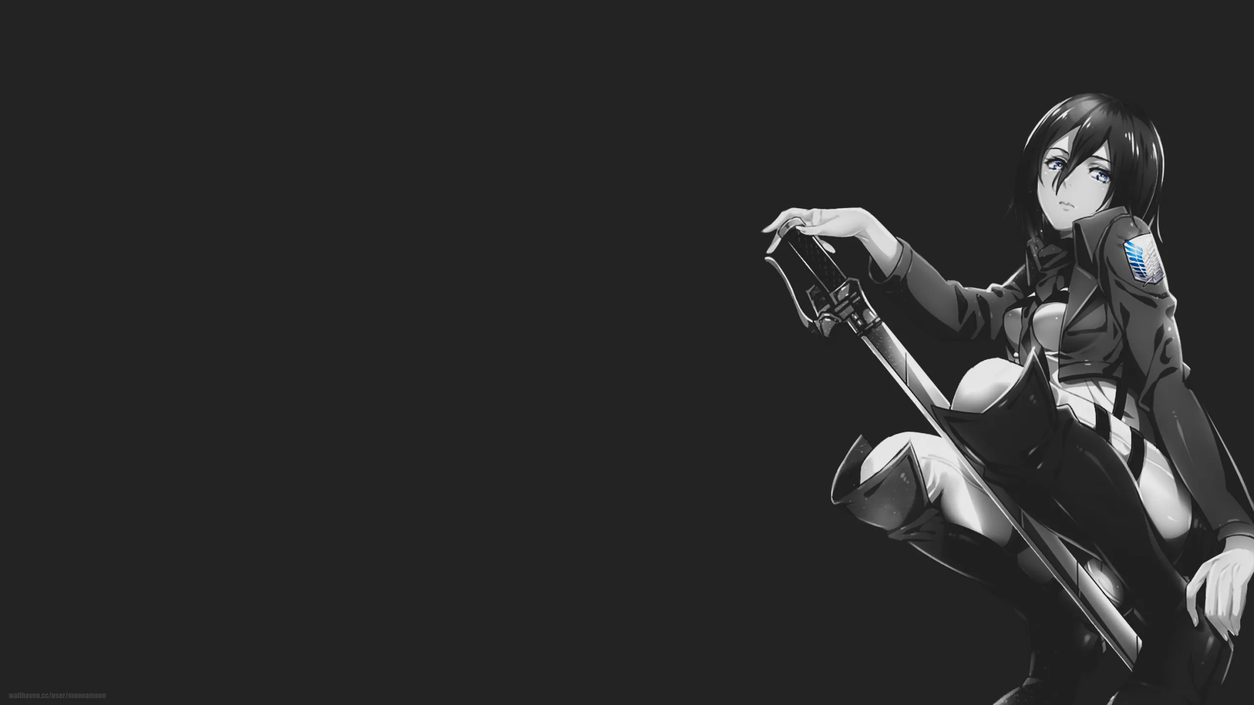 Mikasa Ackerman Attack on Titan Noir 2K Wallpaper