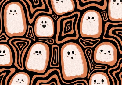 Cute and Trippy Halloween Ghost Wallpaper
