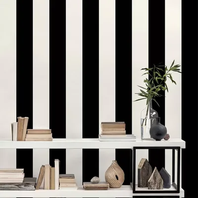 Wide Stripe Pearl Black Wallpaper SY33937