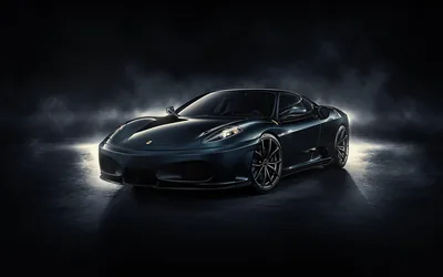 Black Ferrari in Studio Smoke HD Wallpaper