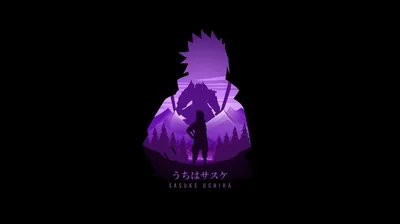 Purple Minimalist Sasuke Silhouette HD Wallpaper