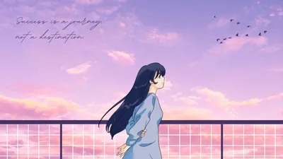 Anime Girl at a Railing at Dusk HD Wallpaper
