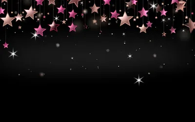 Rose Gold Stars Hanging on Black HD Wallpaper