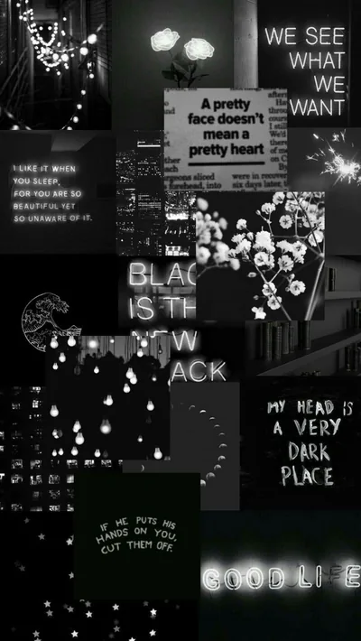 Dark Aesthetic Quote Collage HD Phone Wallpaper