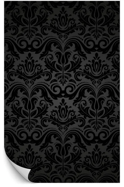 Black Glitter Damask Wallpaper