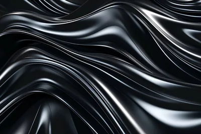 Glossy Black Satin Waves HD Wallpaper