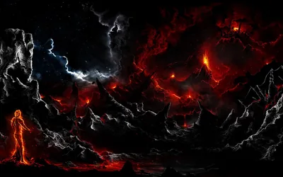 Dark Landscape Stunning HD Wallpaper of Fiery Terrain