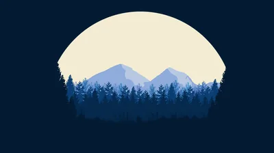 Pine Forest Against a Cream Sun HD Wallpaper