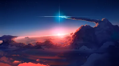 Blue Comet over Sunset Clouds HD Wallpaper